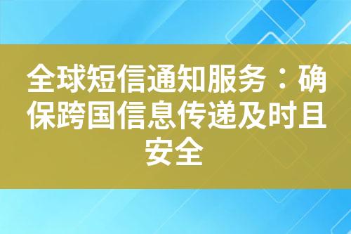 全球短信通知服务：确保跨国信息传递及时且安全?