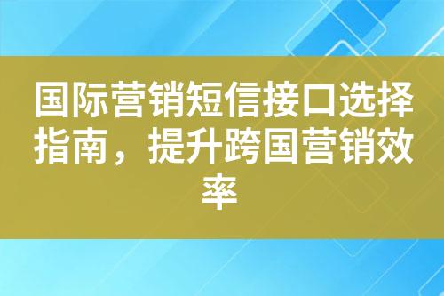 国际营销短信接口选择指南，提升跨国营销效率?