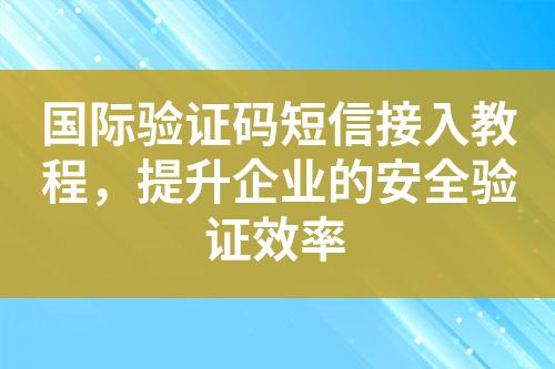 国际验证码短信接入教程，提升企业的安全验证效率?