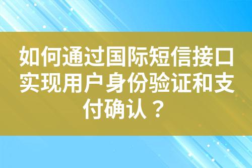 如何通过国际短信接口实现用户身份验证和支付确认？?