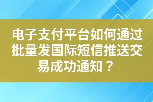 电子支付平台如何通过批量发国际短信推送交易成功通知？?